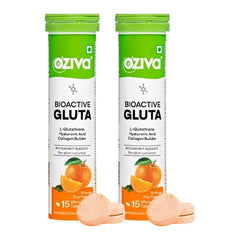 OZiva Bioactive Gluta Fizzy (L-Glutathione), Reduce Cellular Damage on Skin- Orange (Pack of 1)(15 Tablets)