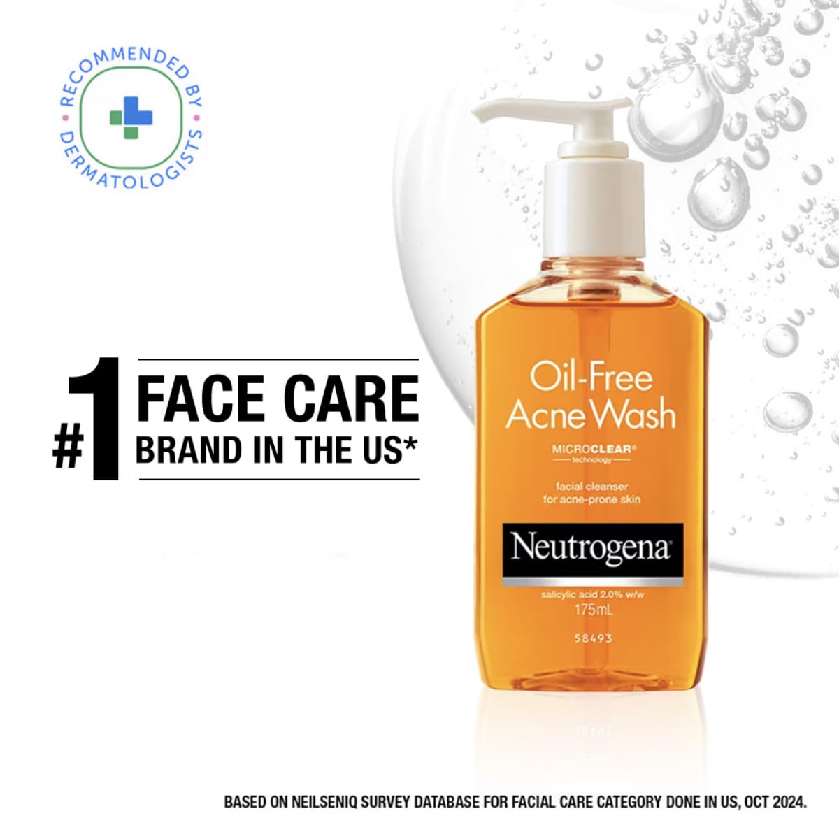 Neutrogena Oil Free Acne Cleansing Face Wash with 2% Salicylic Acid for Acne Prone & Oily Skin
