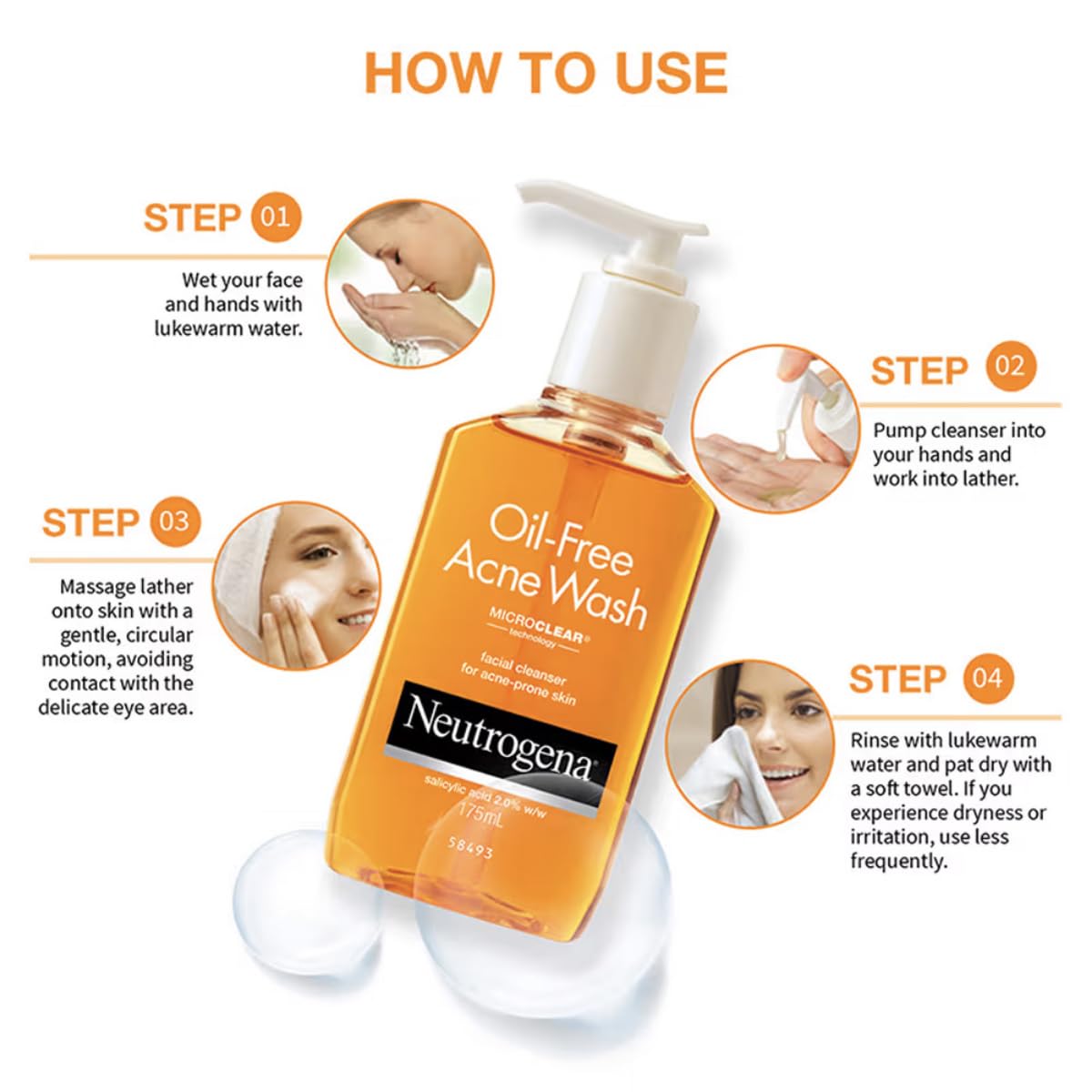 Neutrogena Oil Free Acne Cleansing Face Wash with 2% Salicylic Acid for Acne Prone & Oily Skin