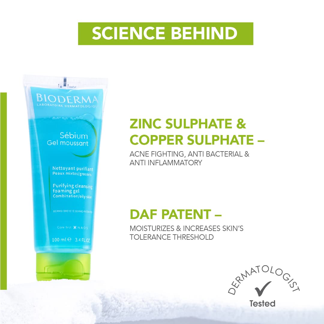 Bioderma Cleanser - Sebium Gel Moussant - Acne Defence Cleanser For Oily Acne Prone Skin